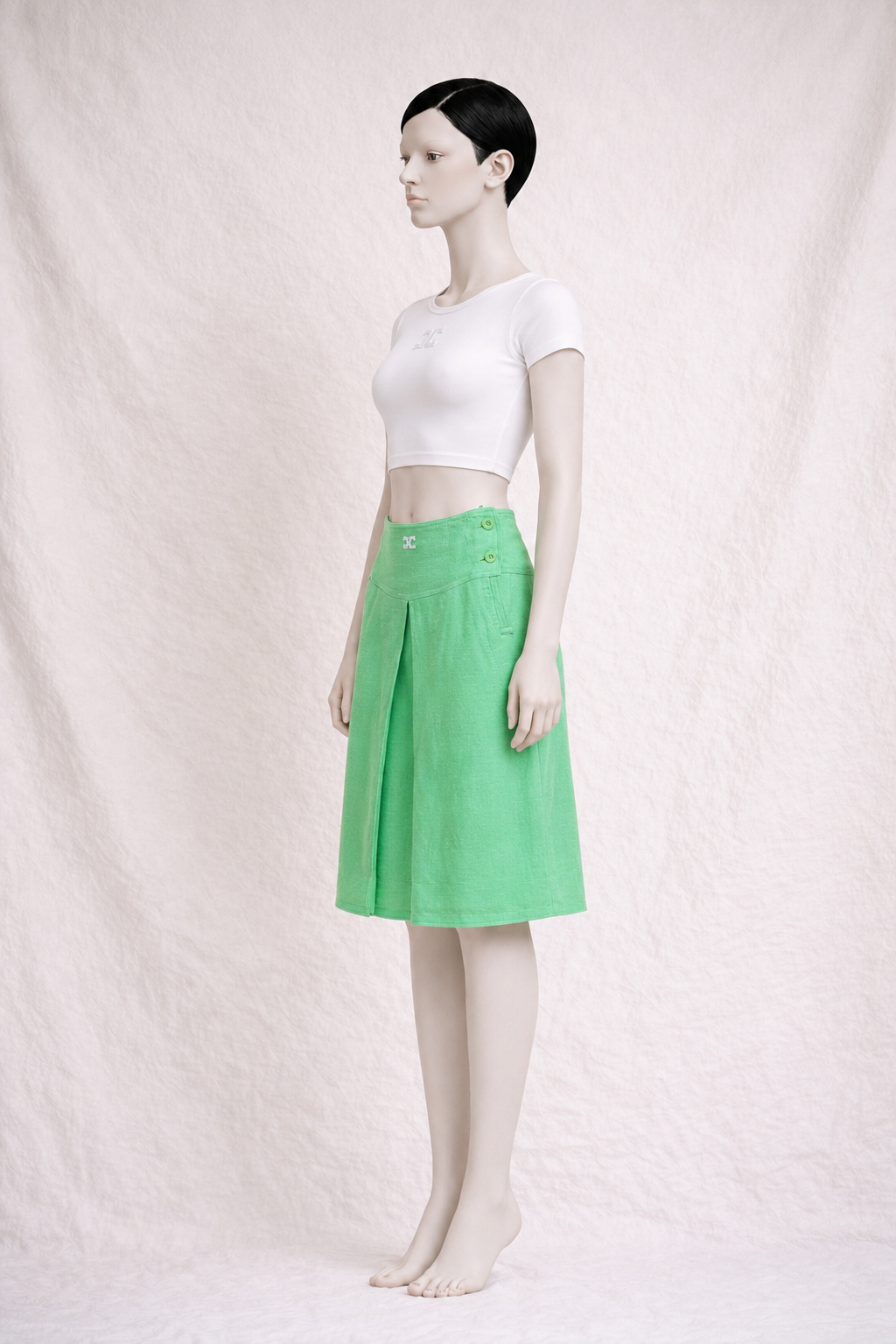 Authentique jupe Courrèges Paris vintage vert neon