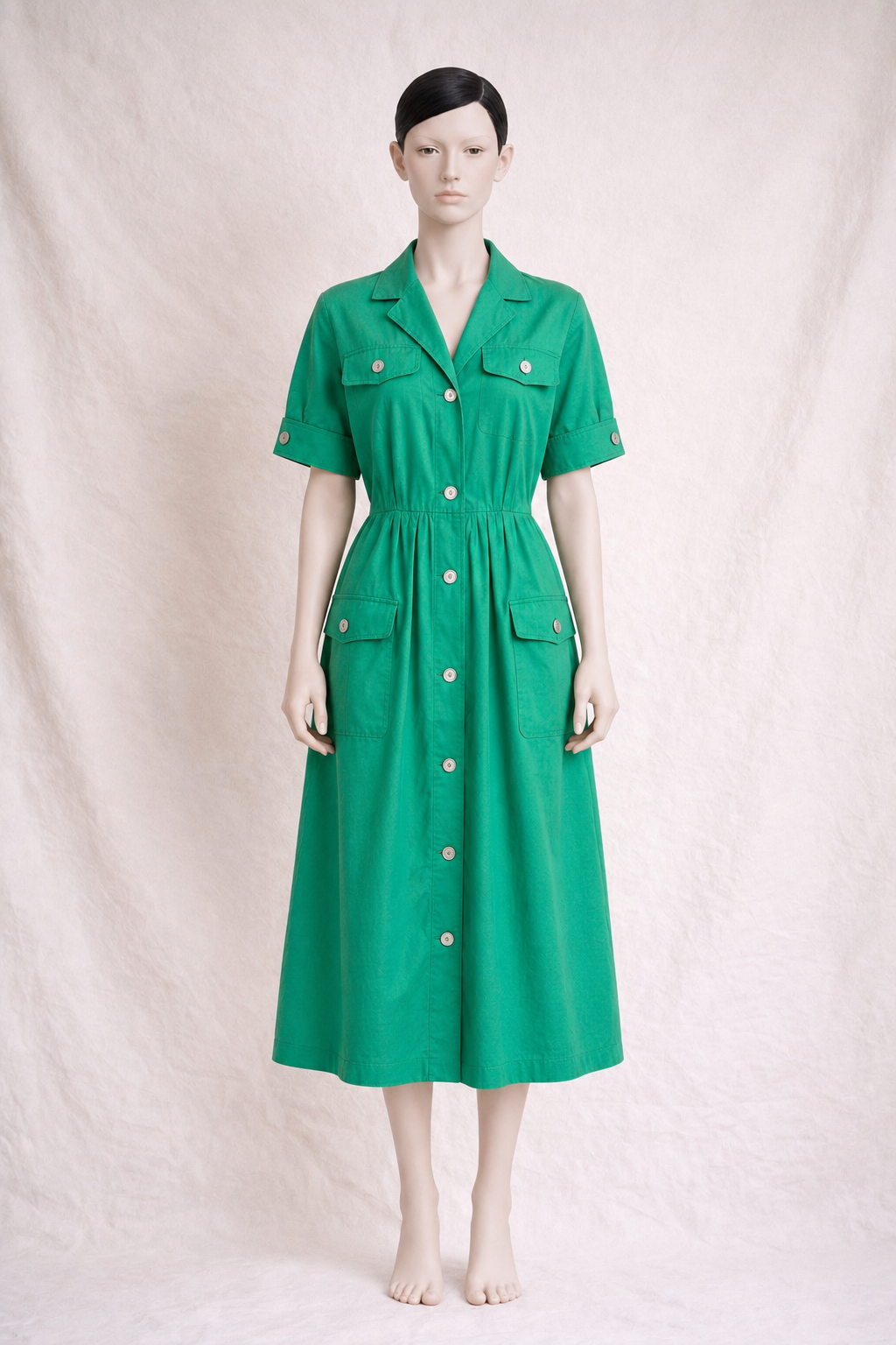 Robe en coton vert émeraude Yves Saint Laurent vintage authentique