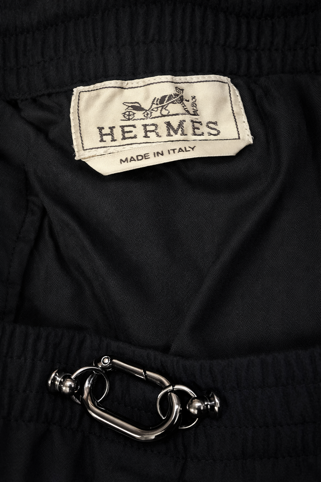Pantalon Hermès en laine noire détails métal authentique