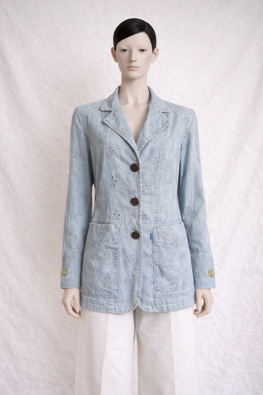 Veste - chemise en denim bleu clair Christian Lacroix vintage