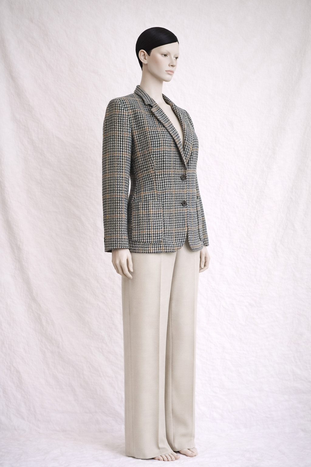 Blazer authentique Burberry en laine à motif pied-de-poule vintage