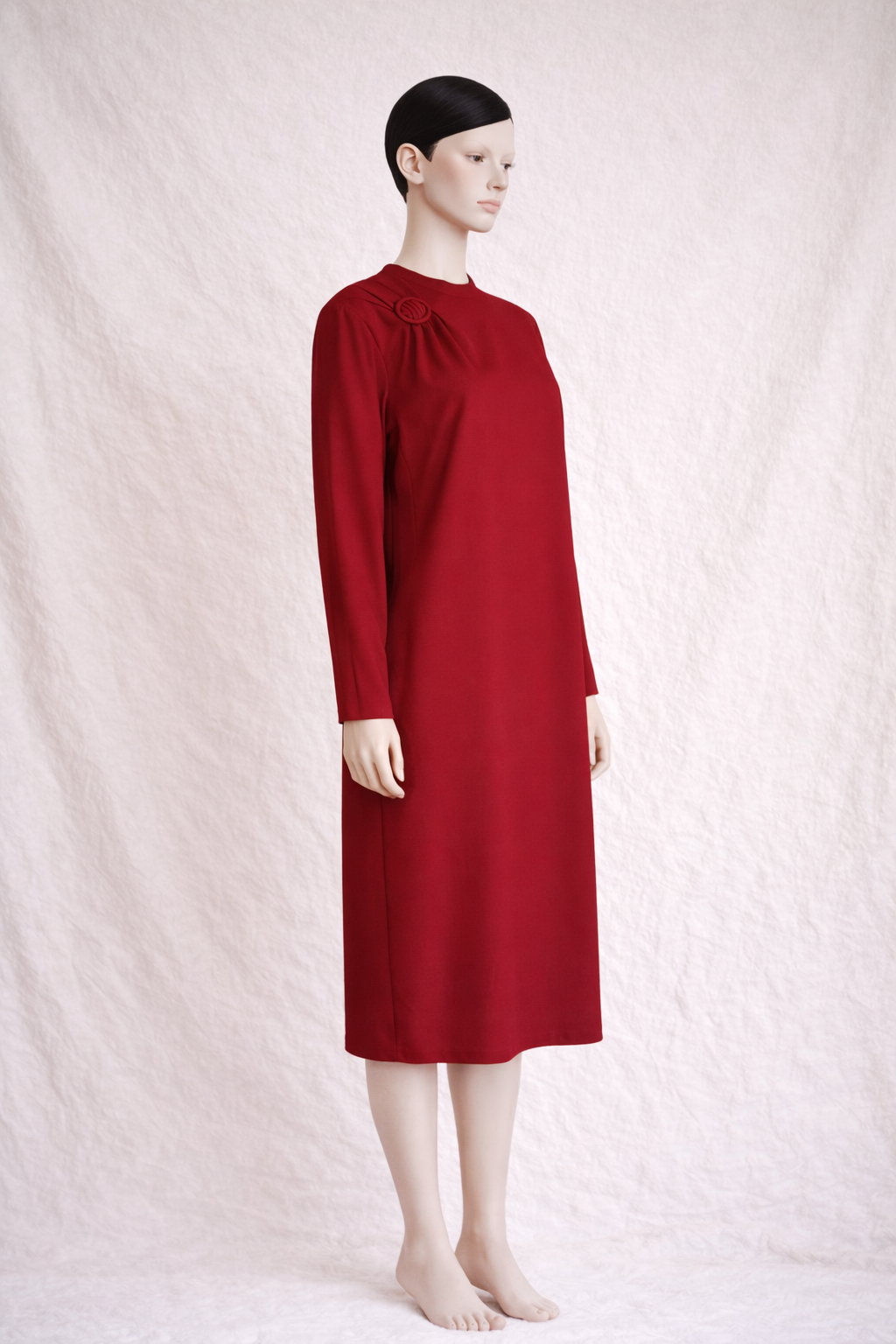 Robe midi en laine Nina Ricci Paris rouge vintage authentique