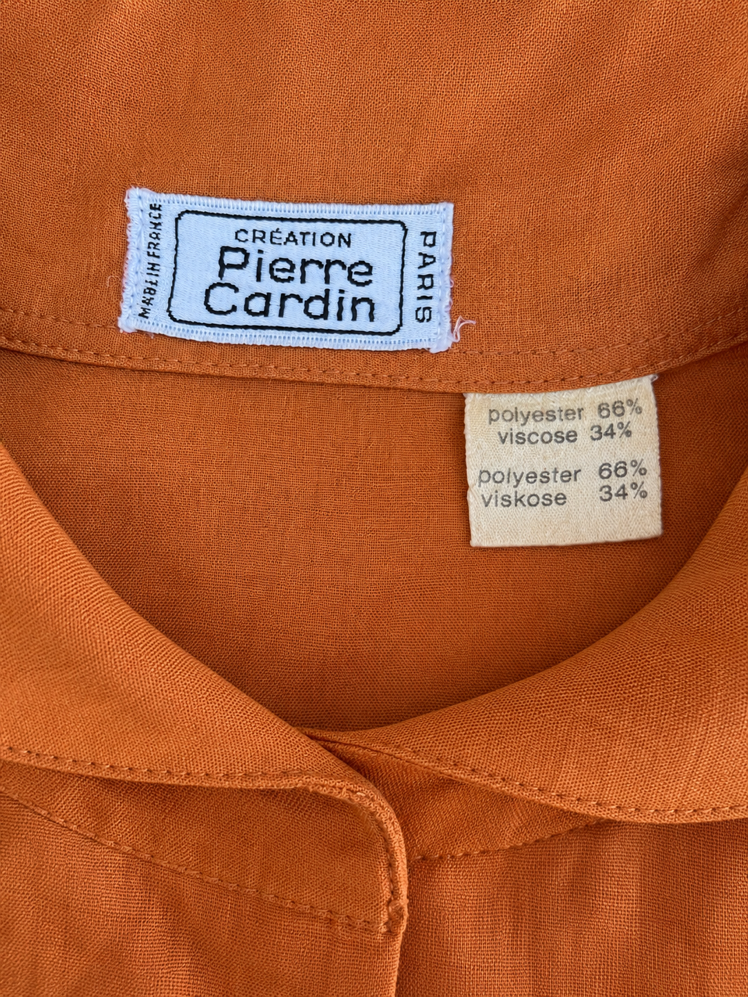 Blouse en coton léger terracotta Pierre Cardin Paris vintage authentique neuve