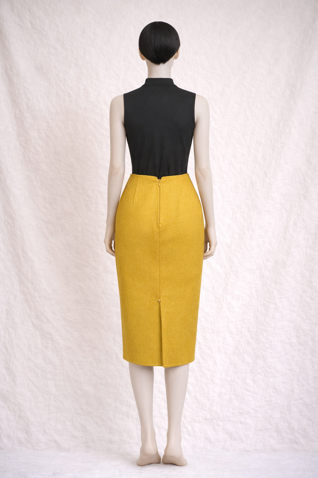 Gianni Versace Couture  Jupe crayon en laine jaune moutarde vintage authentique