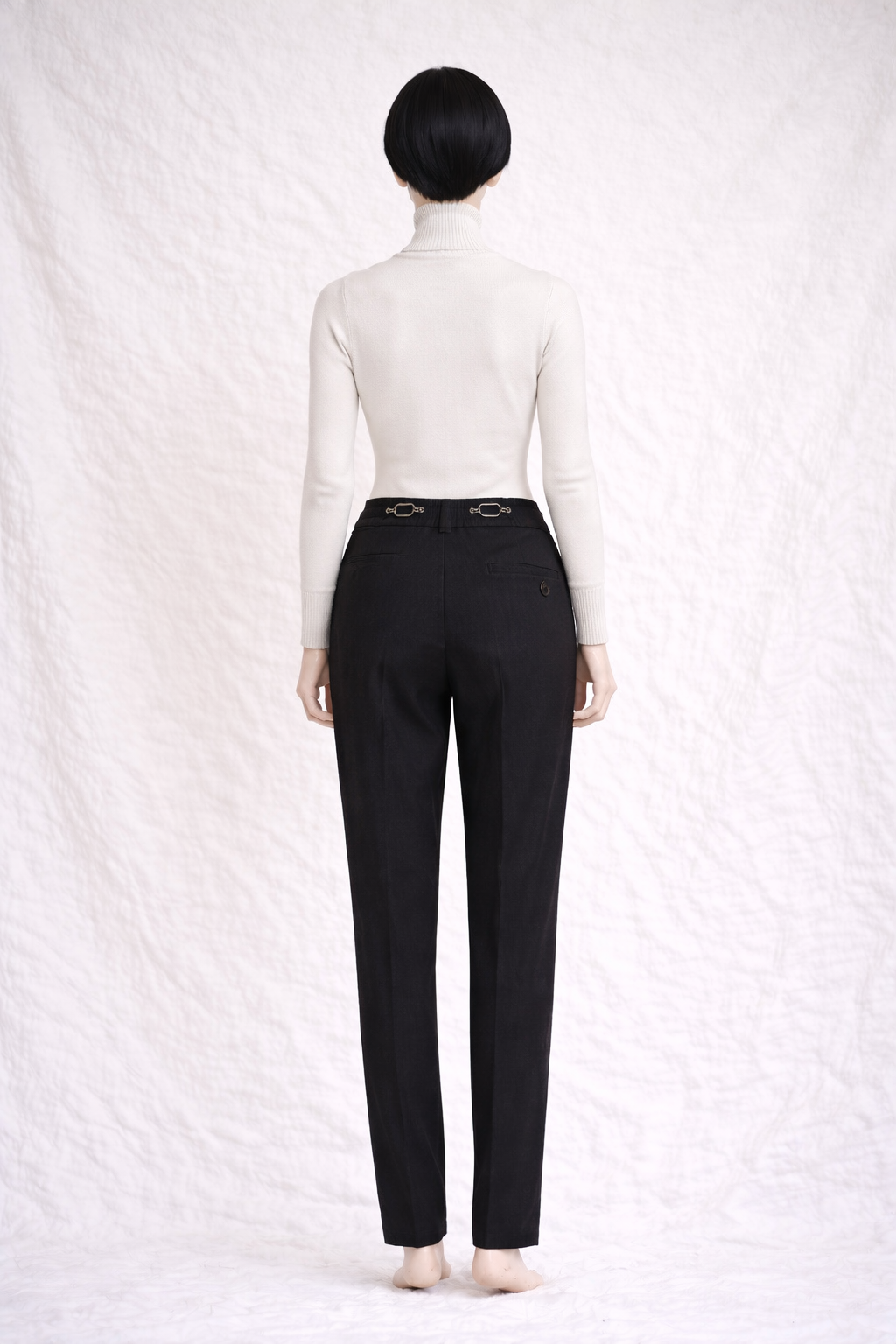 Pantalon Hermès en laine noire détails métal authentique