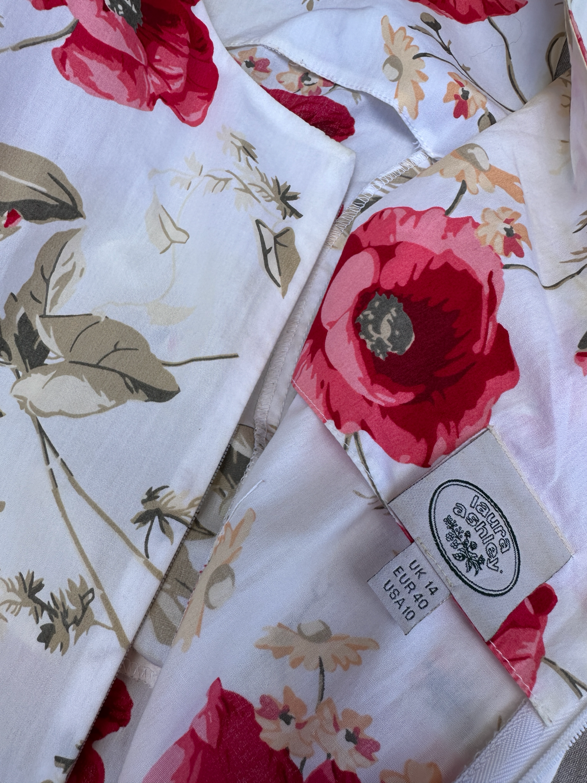 Robe d'été longue sans manches Laura Ashley en coton floral vintage