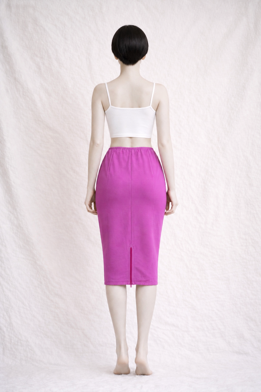 Jupe crayon authentique Dolce & Gabbana en dentelle stretch rose fuchsia