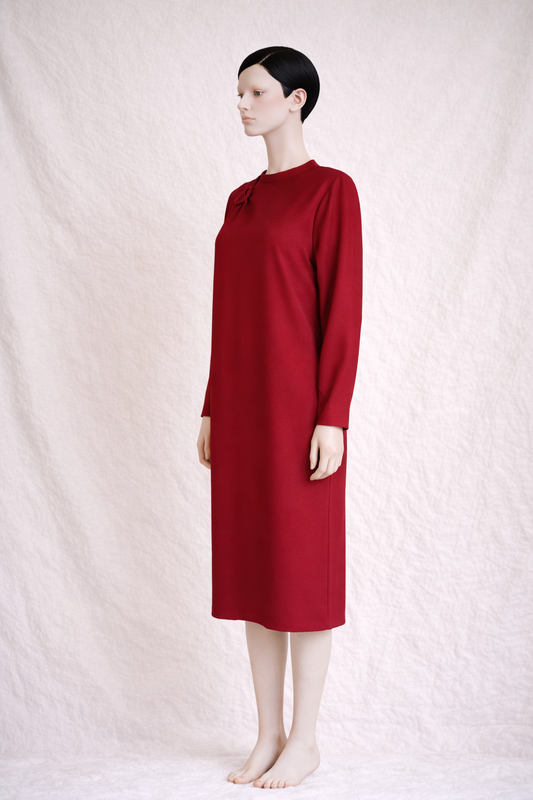 Authentic vintage red wool midi dress Nina Ricci Paris