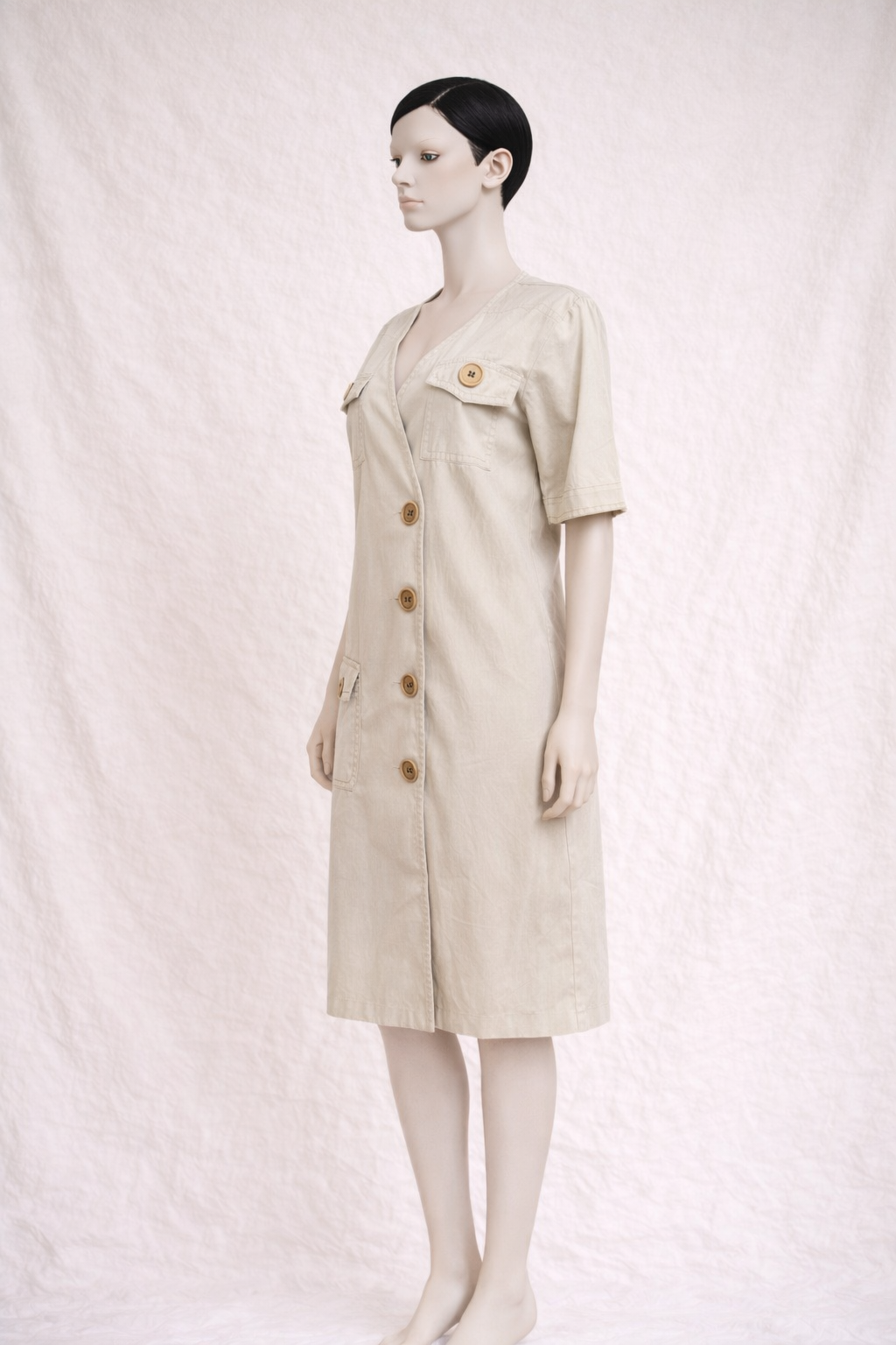 Robe saharienne nude en coton Yves Saint Laurent vintage authentique
