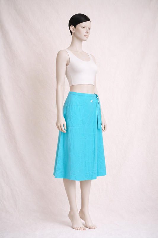 Wrap Skirt Courrèges Paris pastel sky blue authentic vintage