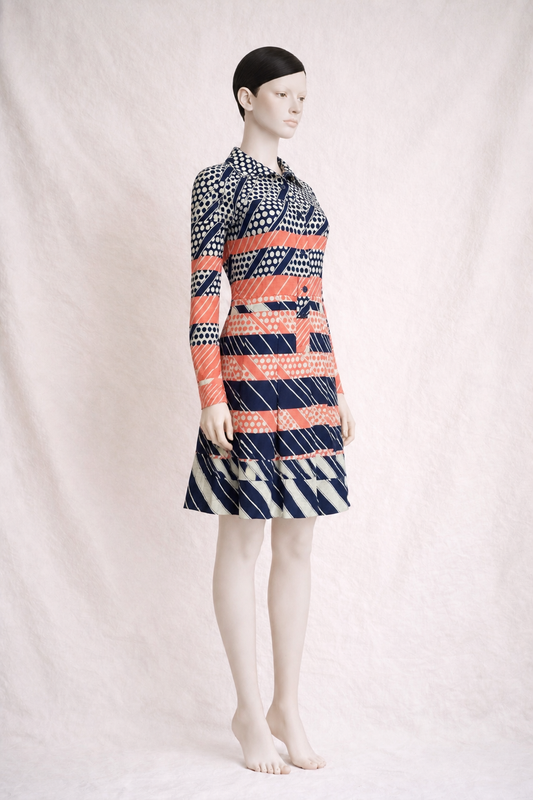 Printed wool dress Lanvin Boutique authentic vintage circa 70's