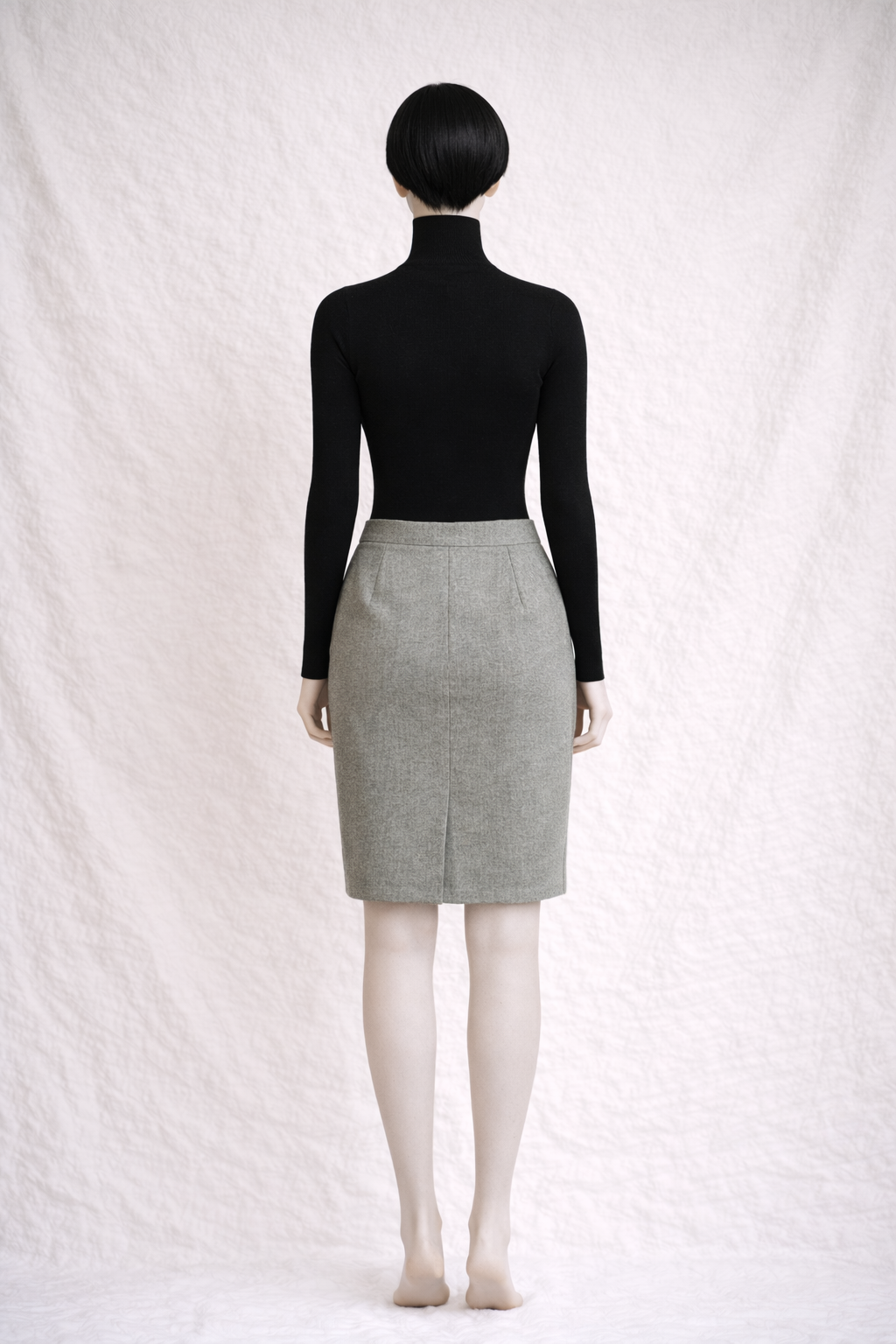 Jupe authentique Yves Saint Laurent Variation en laine et cachemire olive