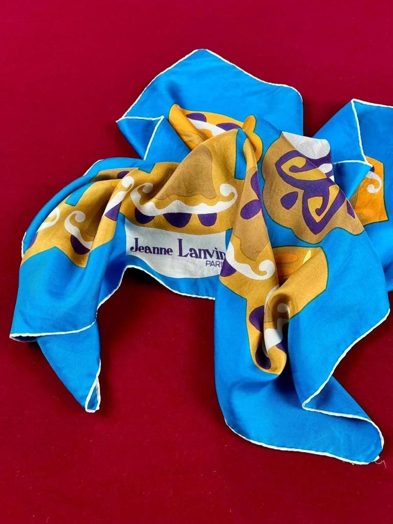 Carré en soie vintage Lanvin Paris circa 1960