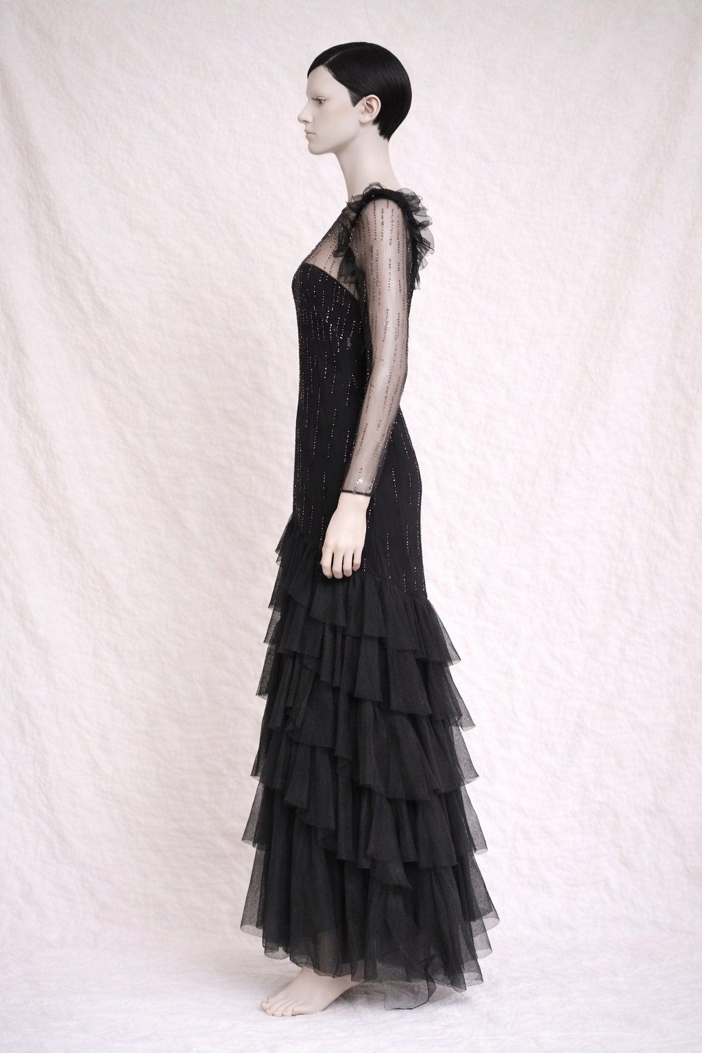 Robe de soirée en mousseline noire longue Loris Azzaro vintage