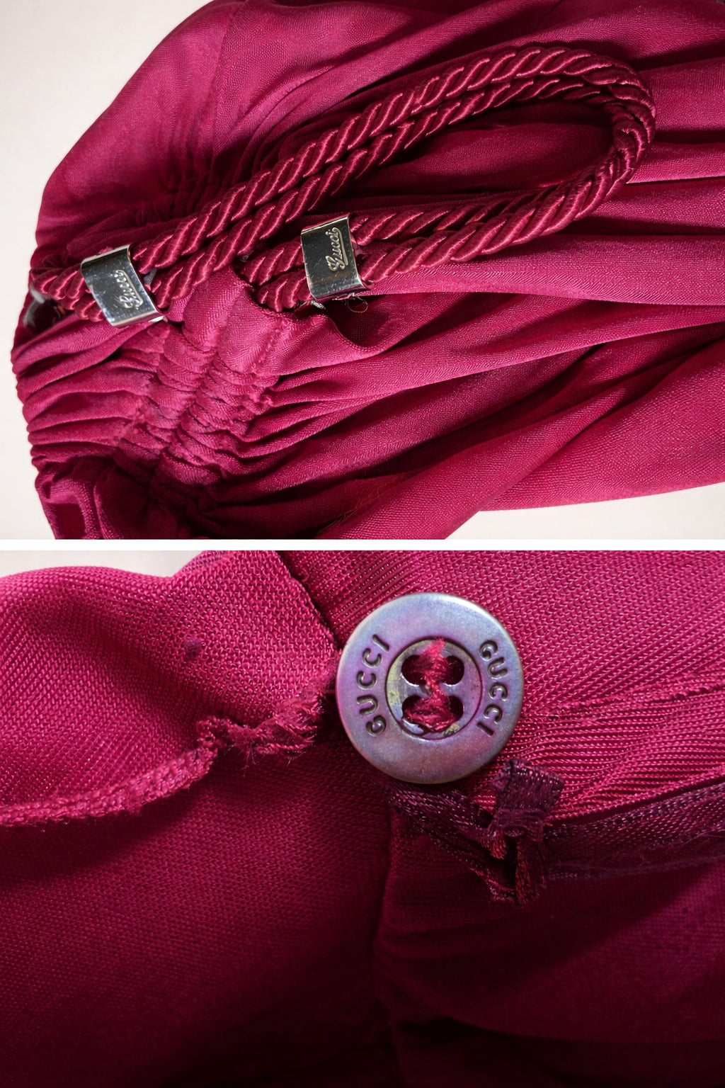 Robe authentique Gucci bordeaux à décolleté croisé