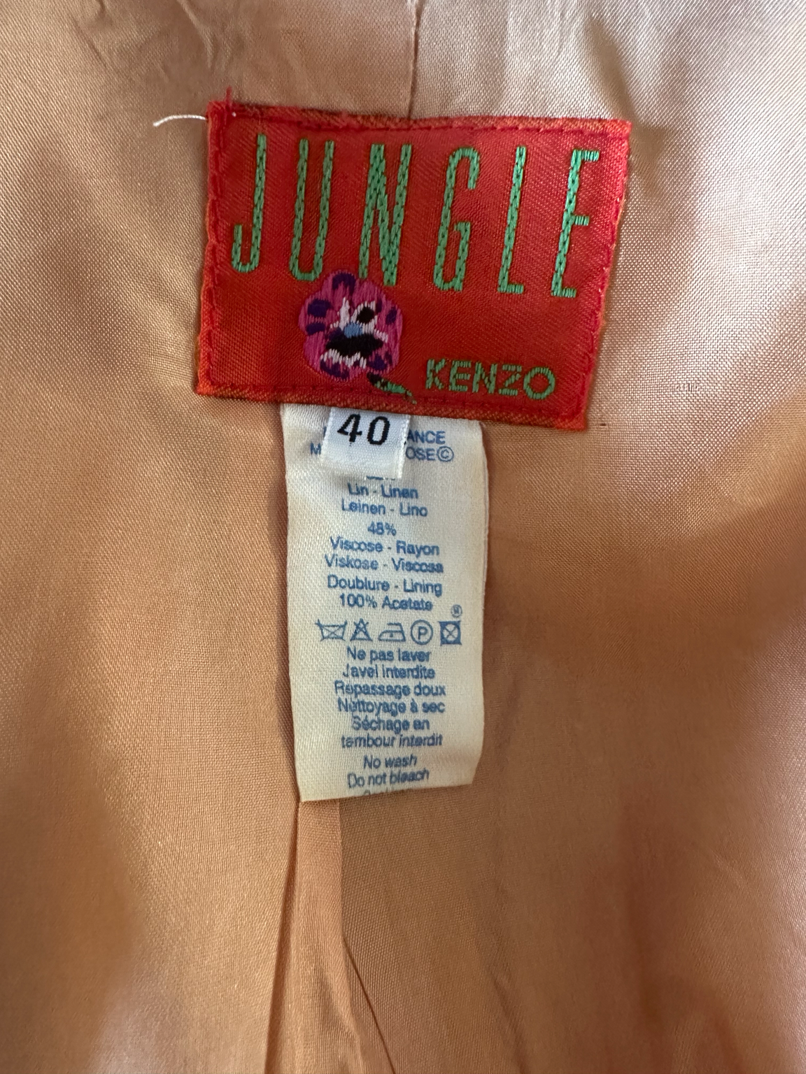Blazer en lin beige Kenzo Jungle vintage