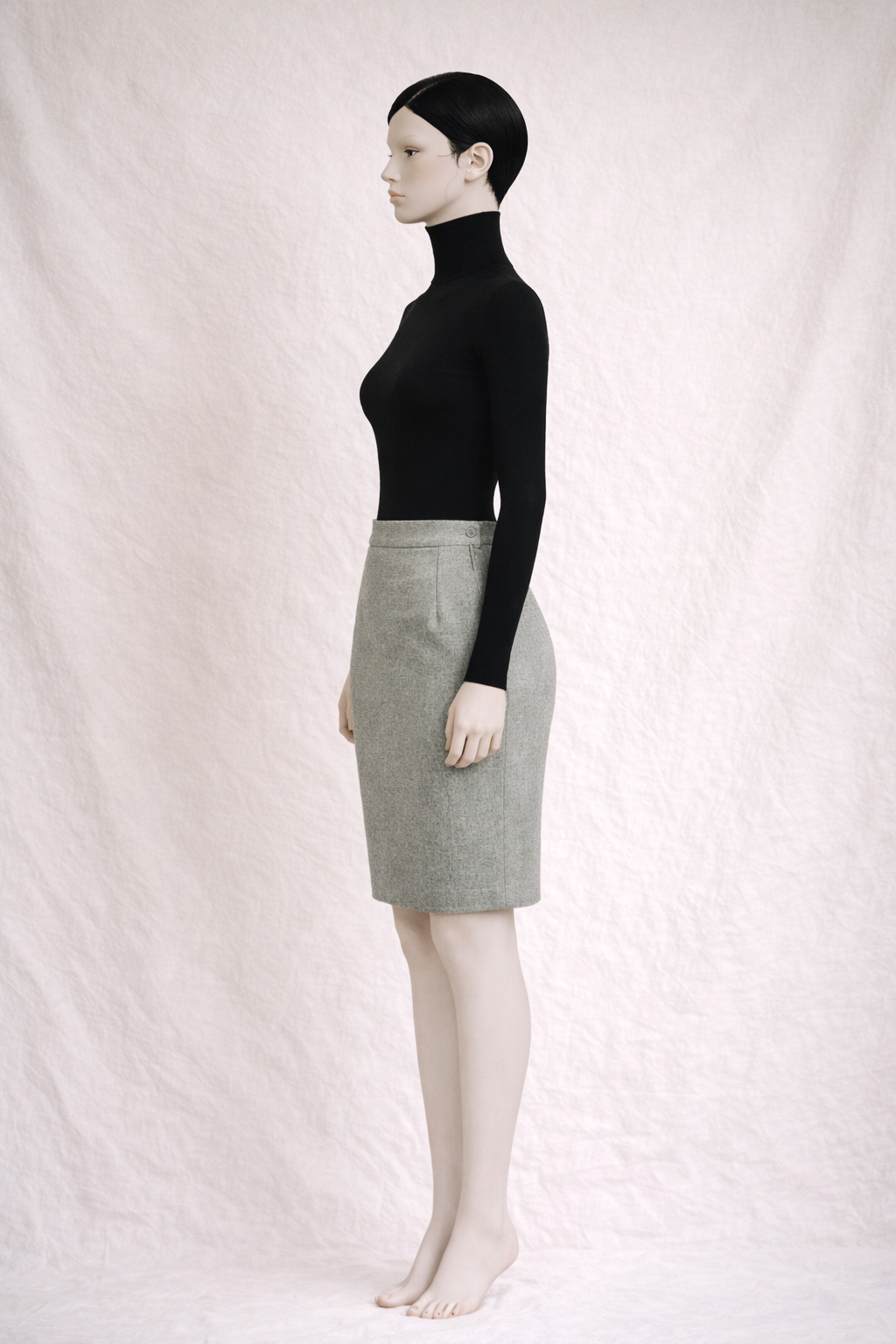 Jupe authentique Yves Saint Laurent Variation en laine et cachemire olive