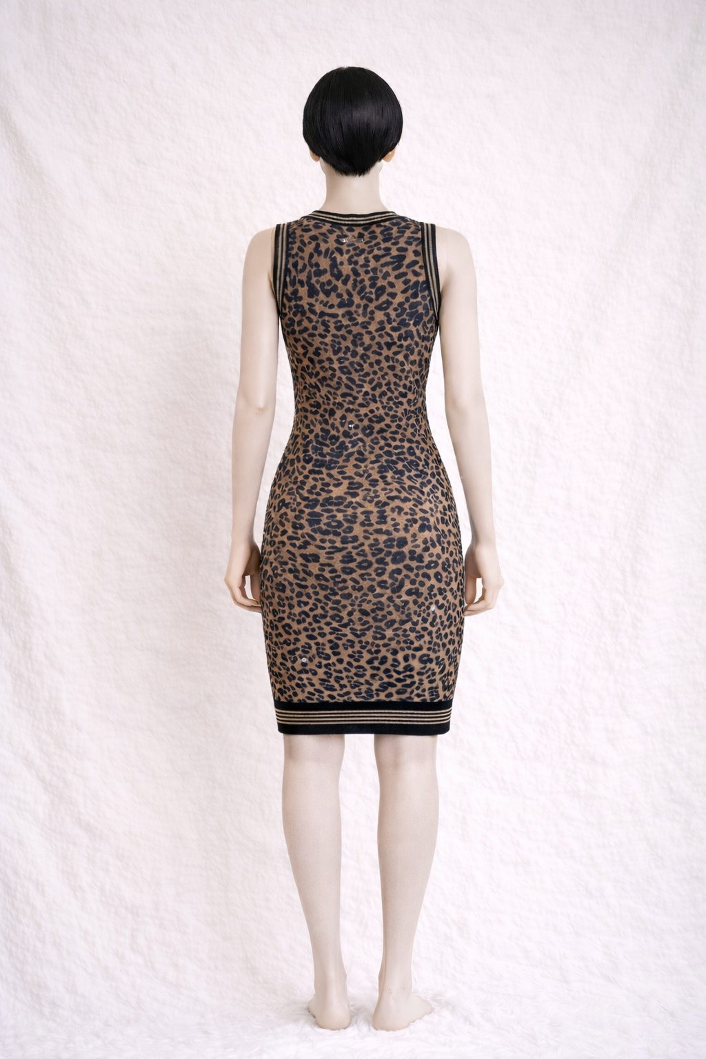 Robe sans manches Galliano imprimée léopard tissu extensible