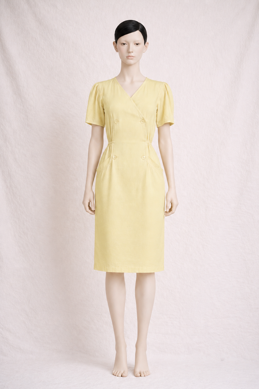 Robe en lin jaune Courrèges Paris vintage authentique