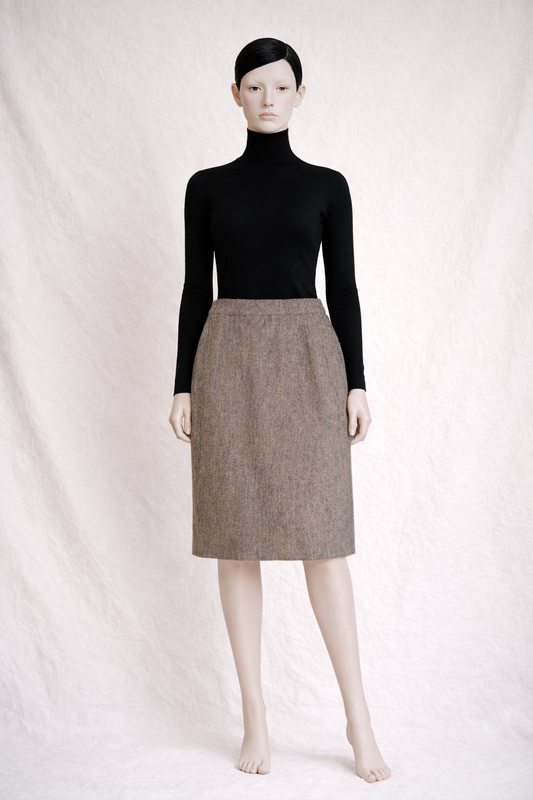 Jupe en laine authentique Yves Saint Laurent beige chiné