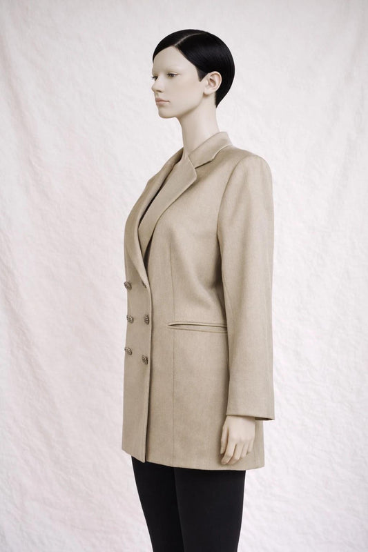Authentic Christian Dior Boutique Tailored Blazer in Beige Wool and Cashmere