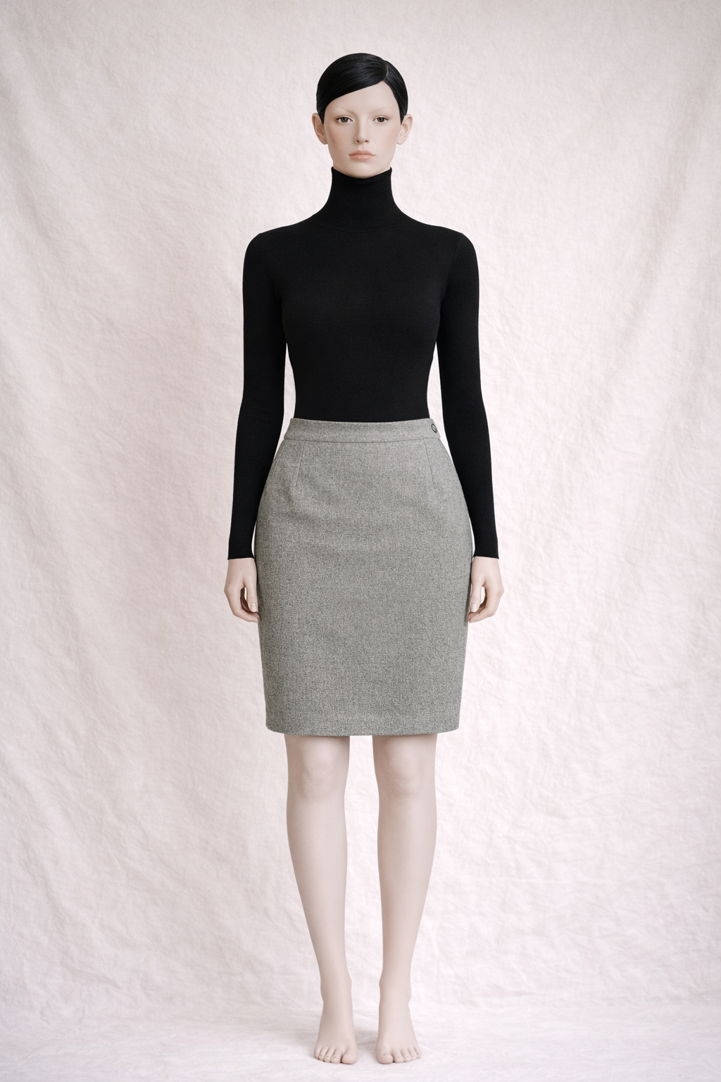 Jupe authentique Yves Saint Laurent Variation en laine et cachemire olive
