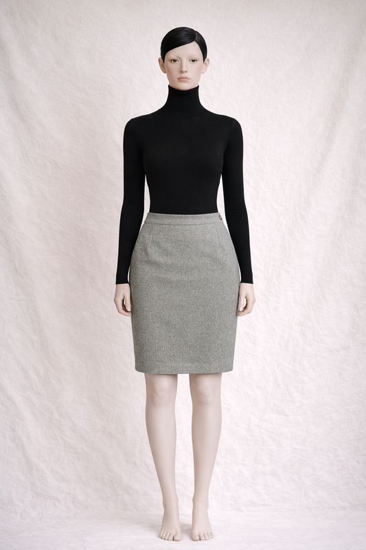 Jupe authentique Yves Saint Laurent Variation en laine et cachemire olive