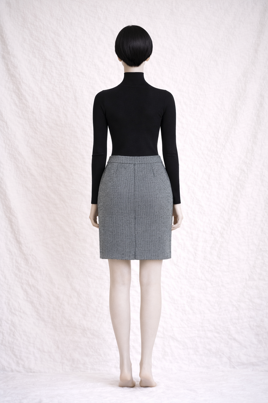 Jupe authentique Yves Saint Laurent en laine et soie gris et noir