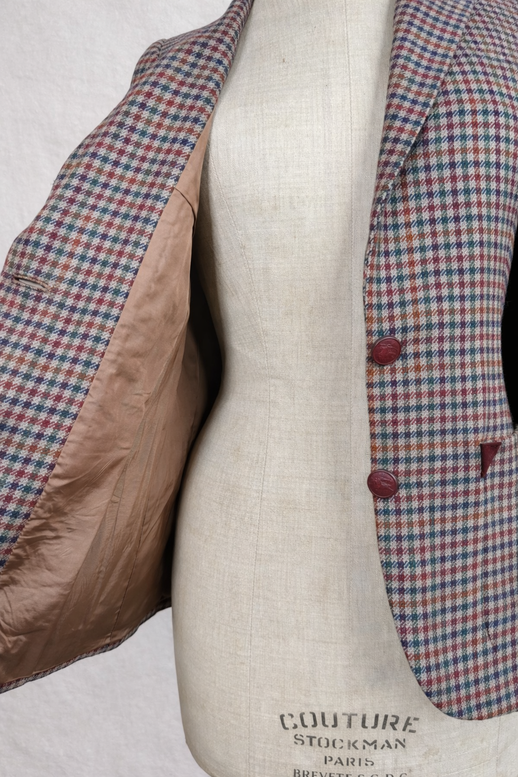 Blazer Burberrys authentique en laine à carreaux coudières bordeaux