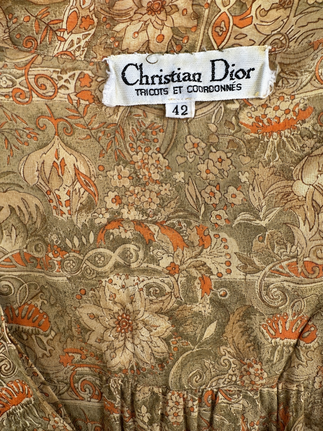 Robe longue en soie imprimée fleuri Christian Dior vintage authentique
