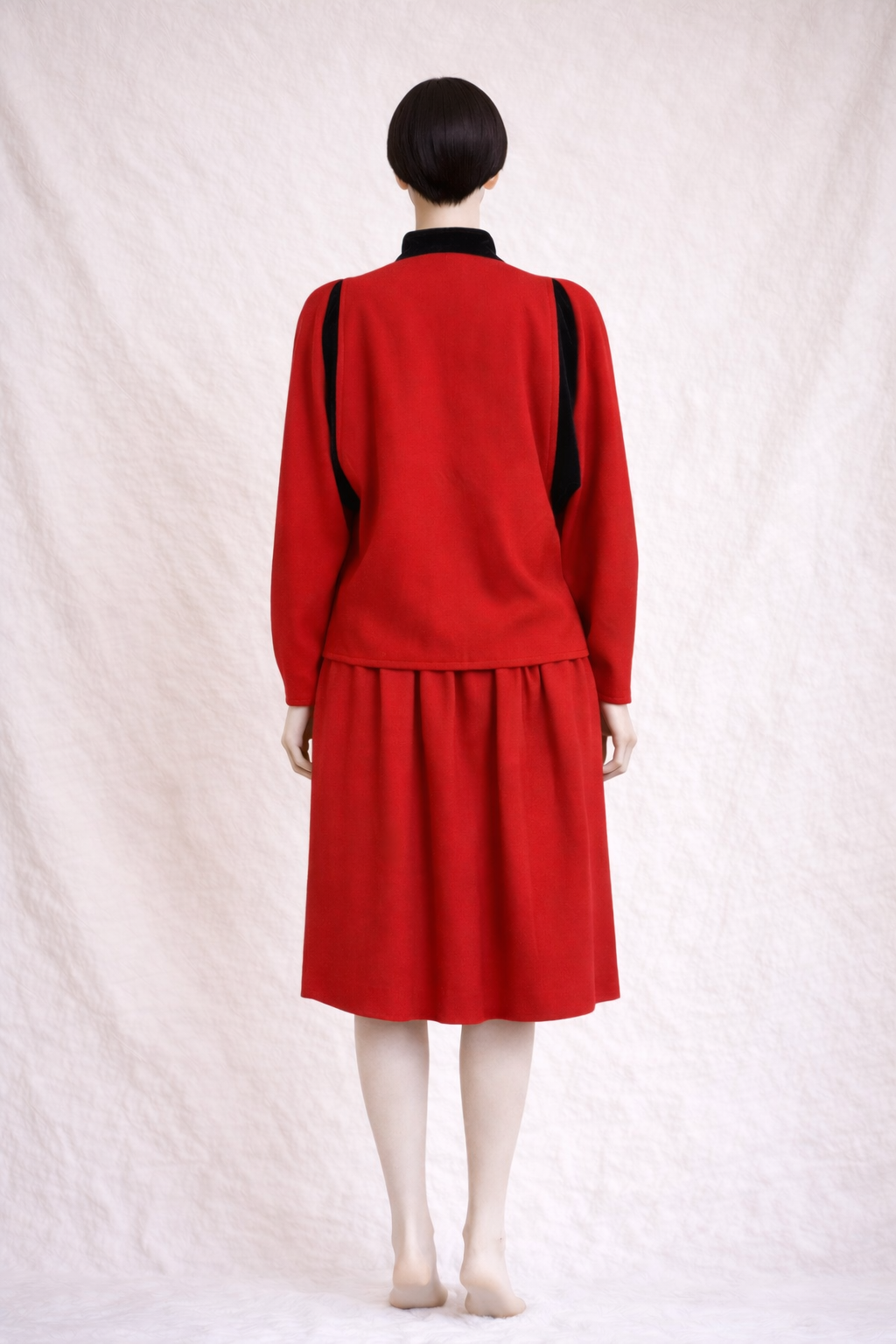 Ensemble tailleur jupe et veste authentique Lanvin Paris laine rouge vintage