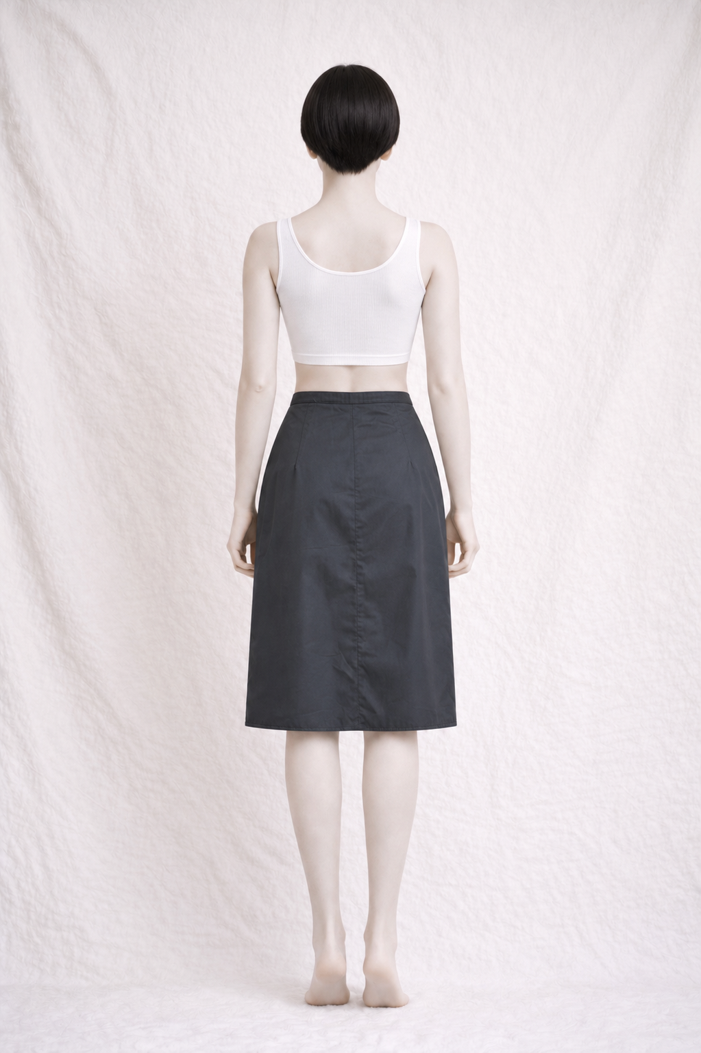 Authentique jupe portefeuille noire Courrèges Paris vintage