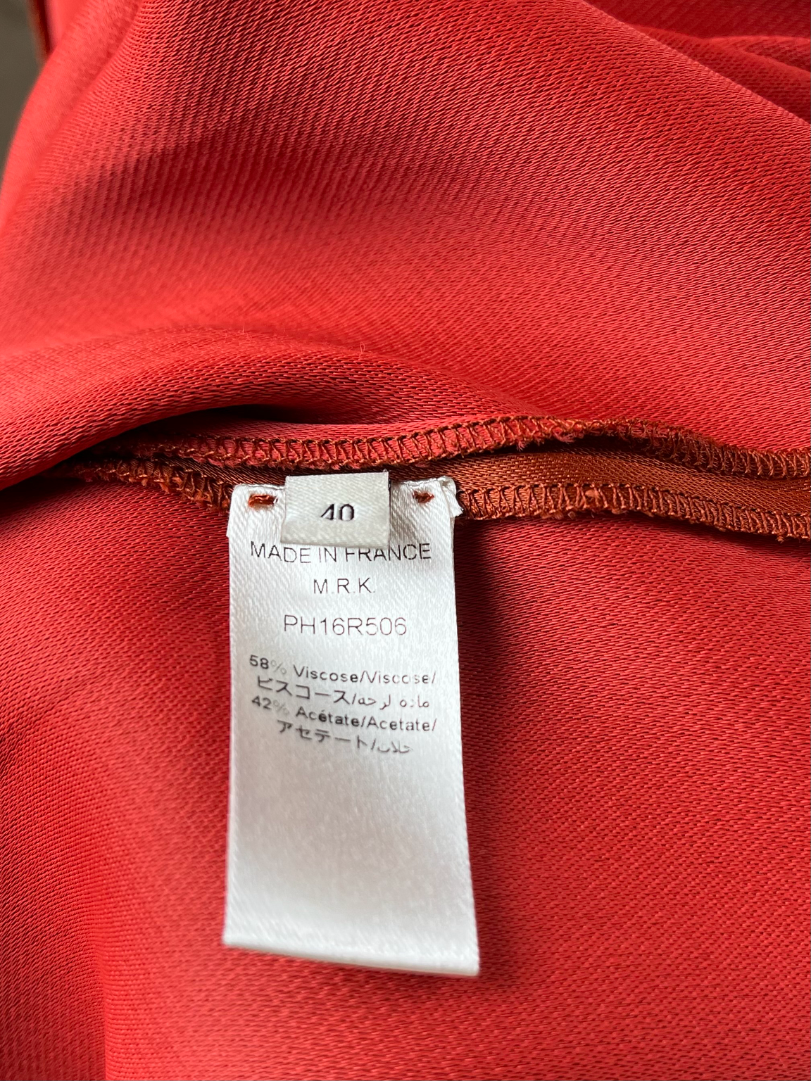 Robe fluide terracotta à manches froncées Maison Rabih Kayrouz