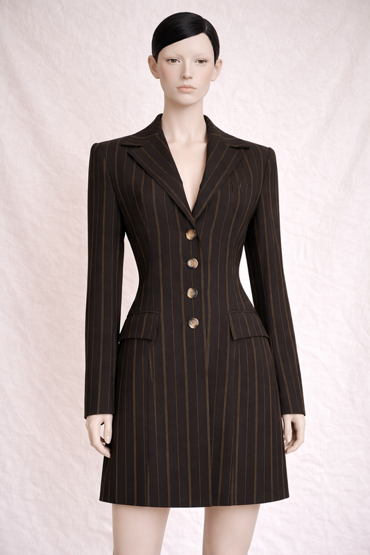 Paco Rabanne Paris manteau - blazer long rayée structurée vintage