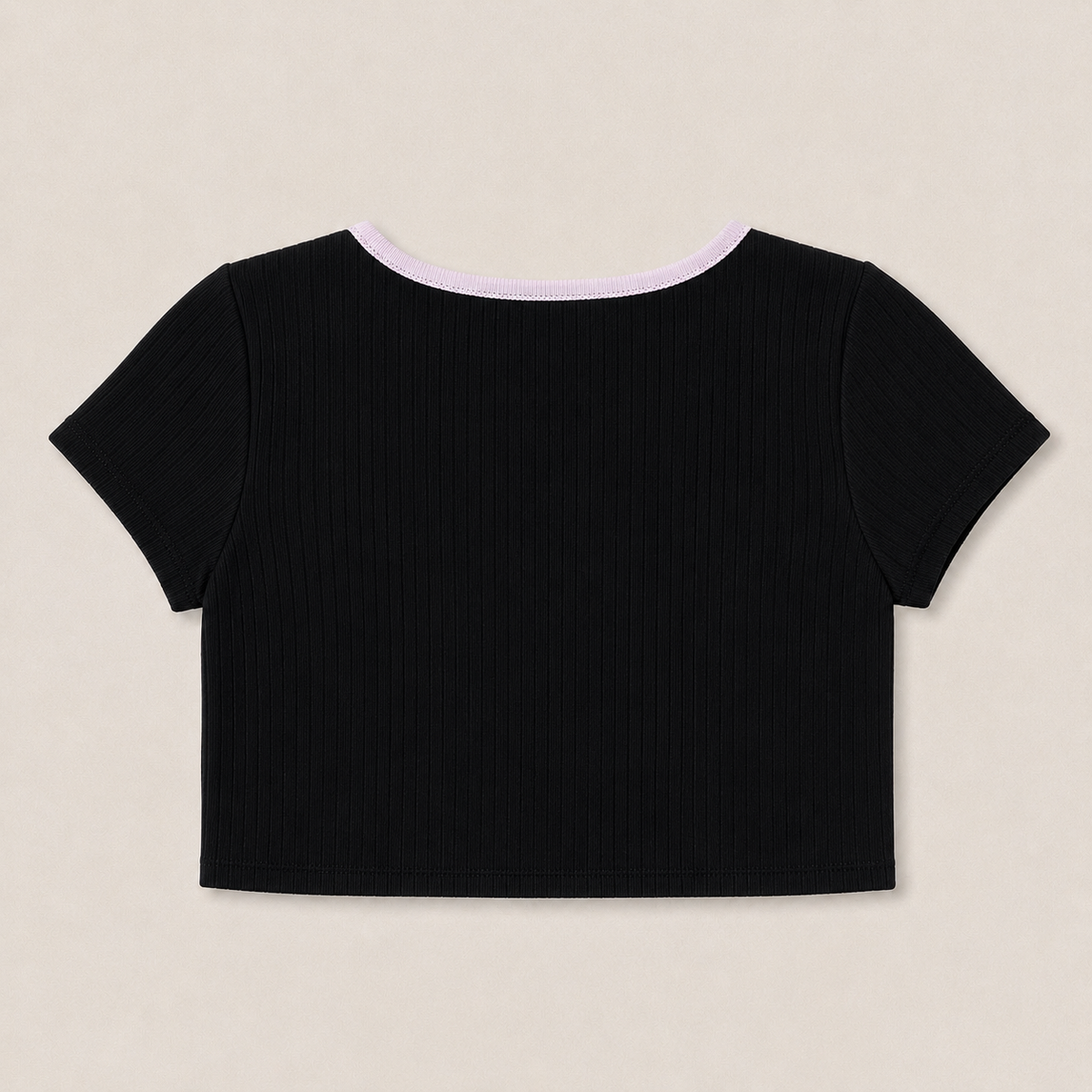 Authentique crop top Courrèges Paris en coton noir côtelé vintage