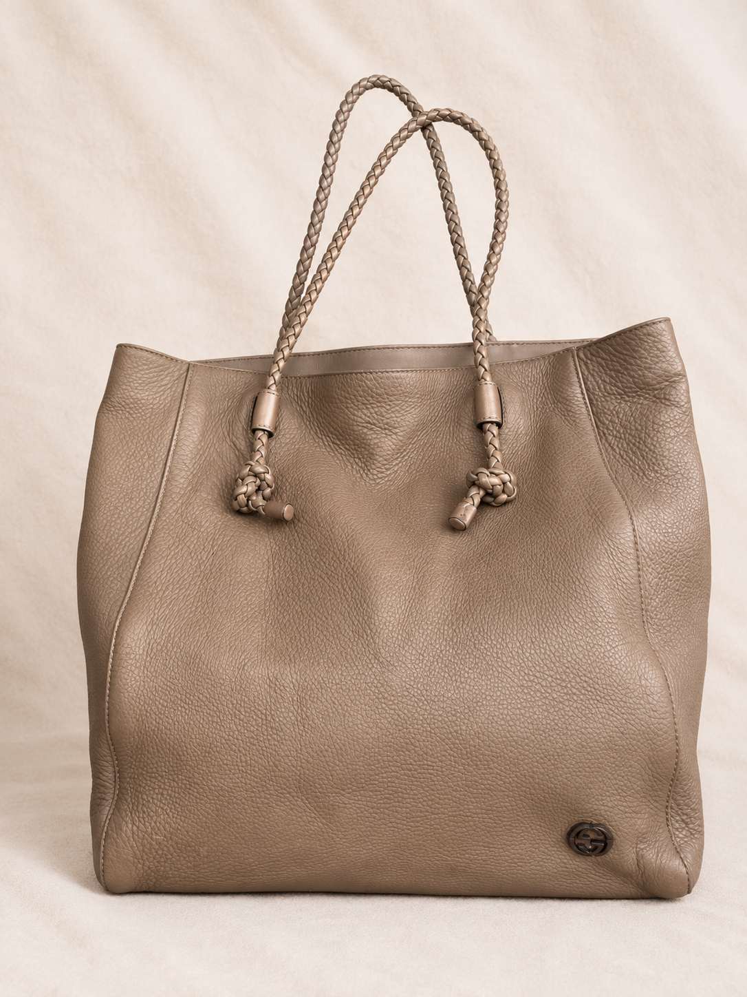 Sac cabas Gucci vintage en cuir d'agneau marron taupe authentique