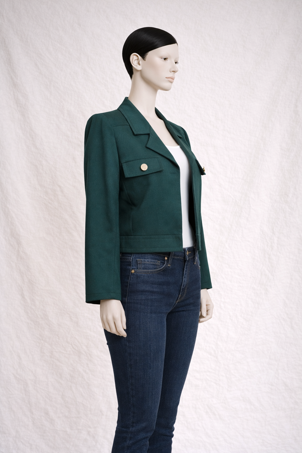 Blazer authentique Yves Saint Laurent en coton vert vintage circa  1990
