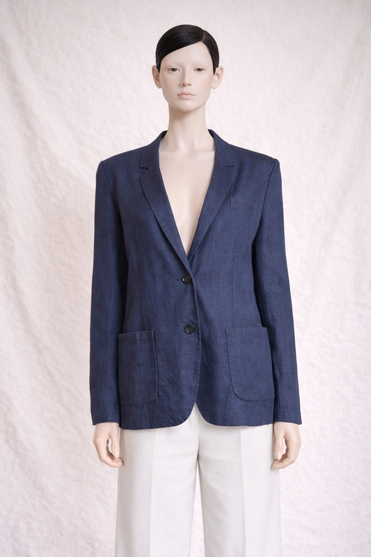 Blazer en denim bleu foncé Burberry vintage authentique