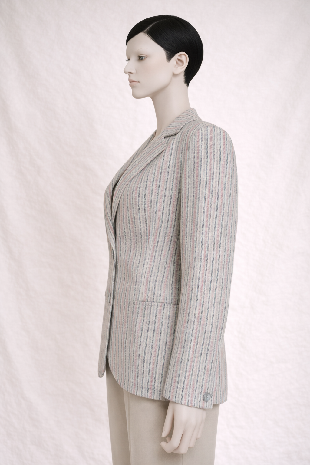 Blazer authentique Céline Paris en laine beige à rayures vintage