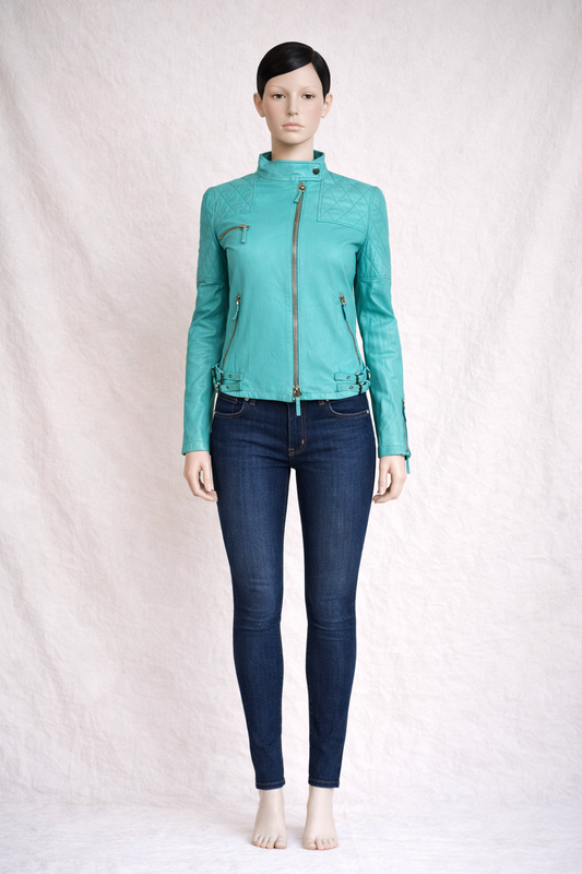 Perfecto veste biker authentique Gucci en cuir  turquoise