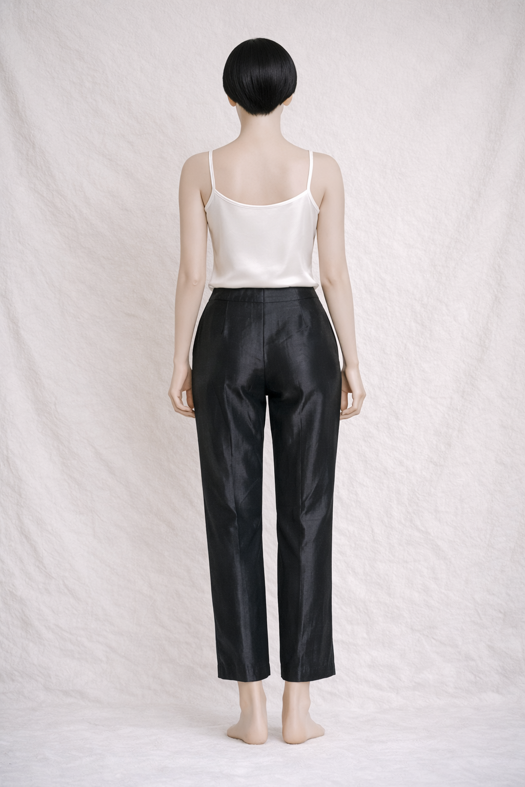 Pantalon en soie sauvage noire Yves Saint Laurent vintage authentique