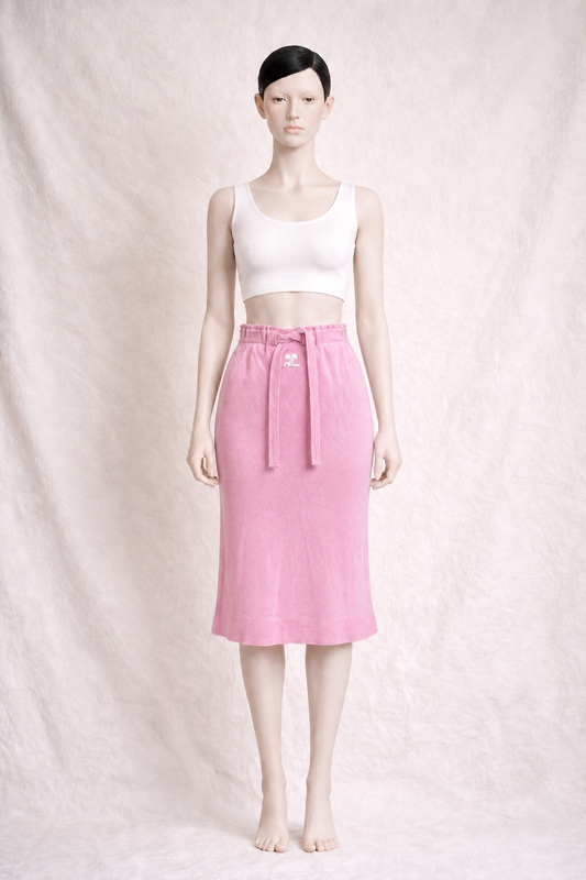 Jupe iconique rose Courrèges Paris vintage authentique