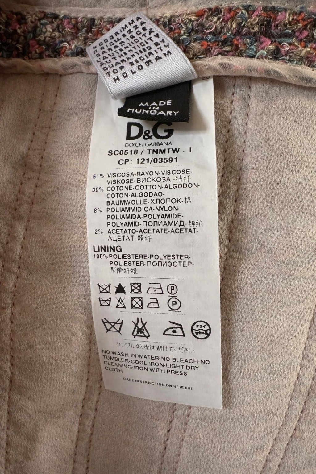Manteau en tweed multicolore à chaîne Dolce & Gabbana