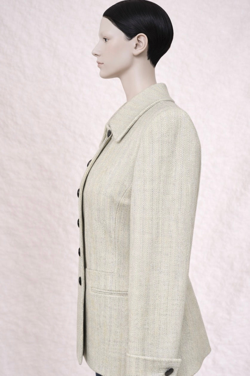 Blazer manteau Platine Paris authentique en tweed de laine à chevrons
