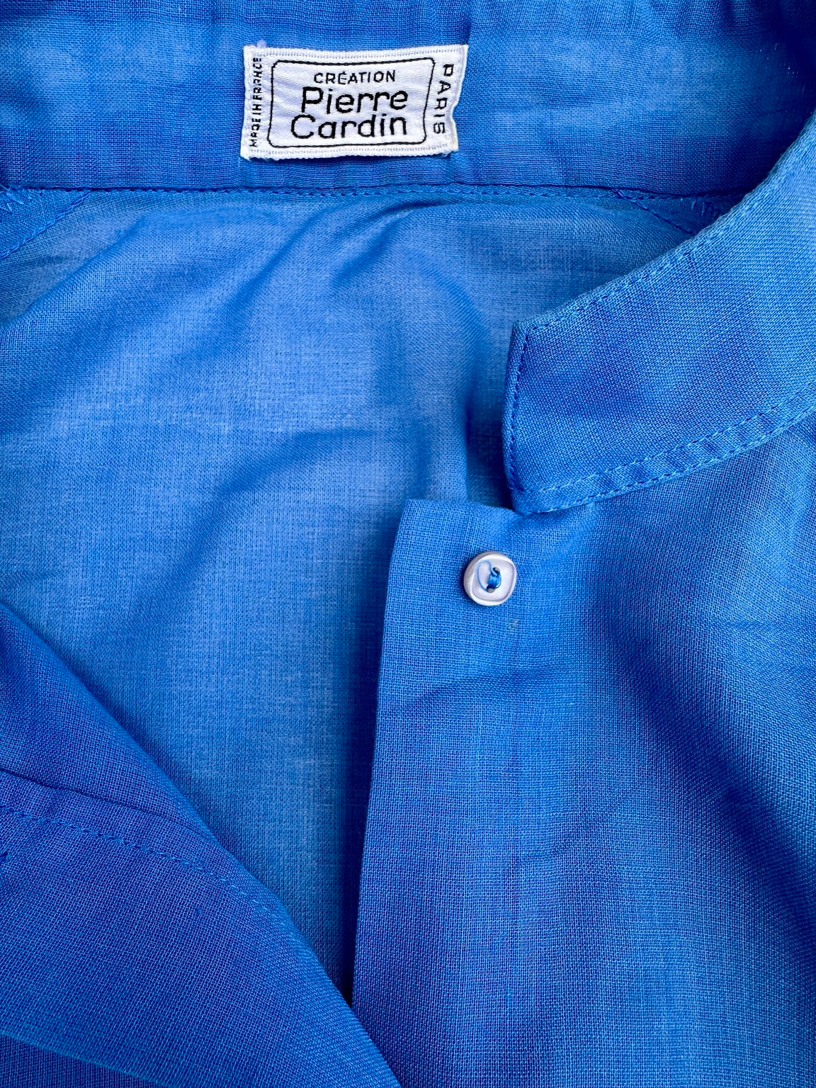 Chemisier en coton léger Pierre Cardin bleu électrique vintage authentique neuve