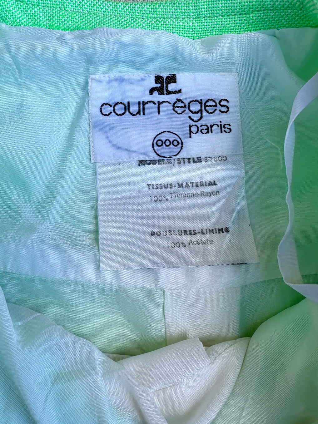 Authentique jupe Courrèges Paris vintage vert neon