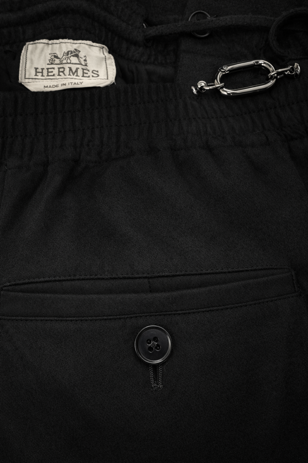 Pantalon Hermès en laine noire détails métal authentique