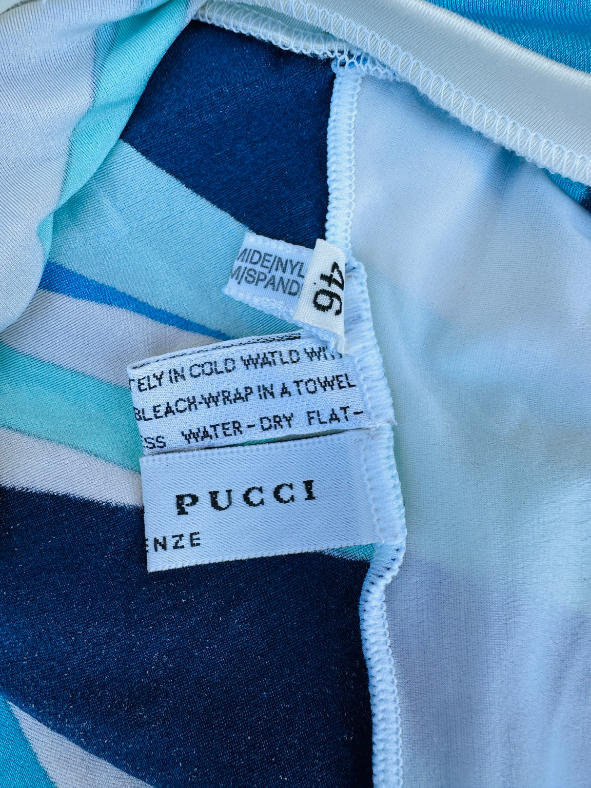 Maillot de bain une pièce vintage Emilio Pucci à imprimé bleu turquoise