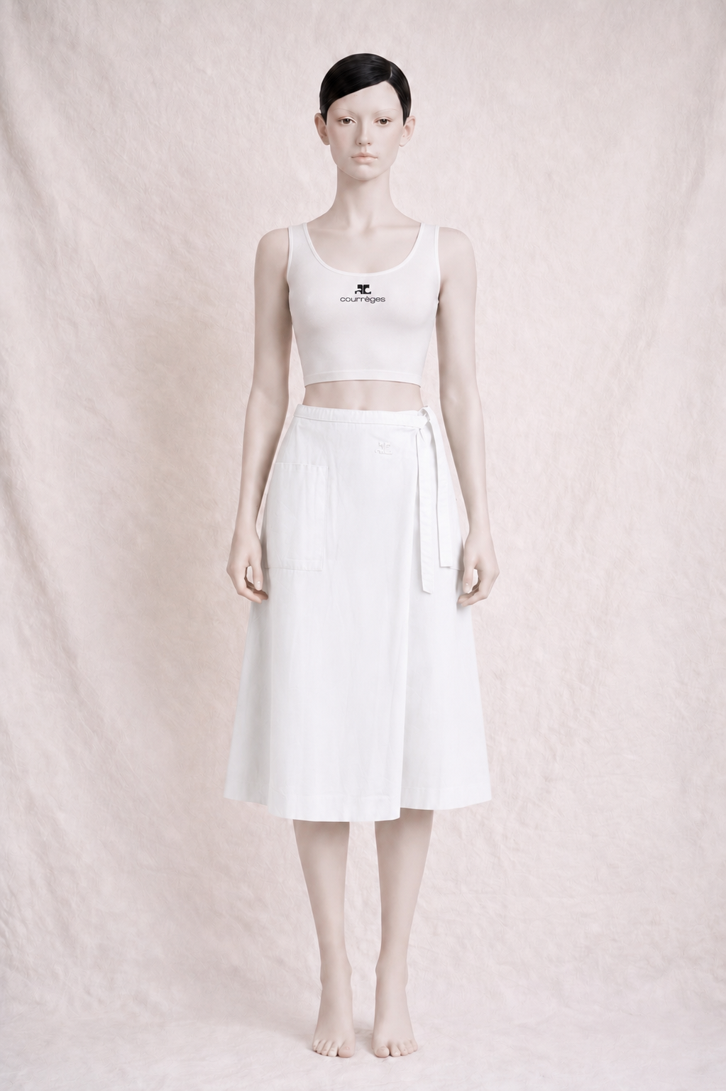 Jupe  - portefeuille blanche Courrèges Paris vintage authentique