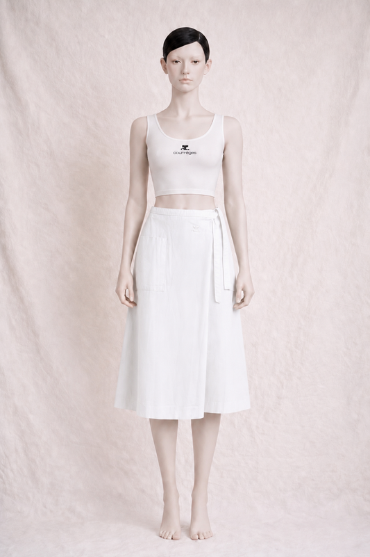 Jupe  - portefeuille blanche Courrèges Paris vintage authentique